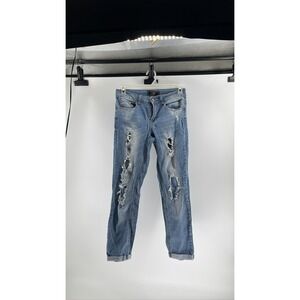 Cato Contemporary Distressed Skinny Jeans Womens 4 Medium Wash Ripped Denim